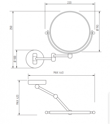 MIGLIORE Complementi ML.COM-50.331.RA косметическое зеркало, оптическое настенное, медь