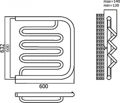 Водяной полотенцесушитель Terminus Эконом — Фокстрот-Лиана AISI 600х600