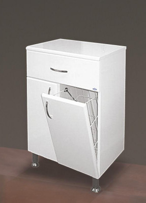 Тумба для ванной Misty Люси- 60 с Б/К напольная белый (Э-Люс07060-011Бк)