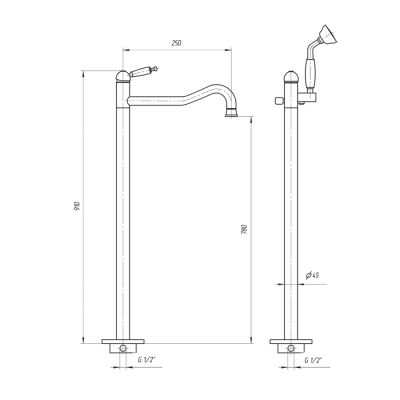 MIGLIORE Oxford 19557 смеситель для ванны напольный, бронза