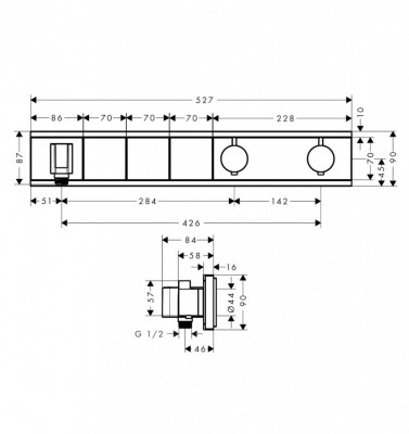 Термостатический смеситель для ванны 15356400 Hansgrohe RainSelect (белый хром)