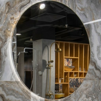 Зеркало настенное в ванную Boheme Armadi Art Rombo 100 545-100 с подсветкой с сенсорным вкл округлое