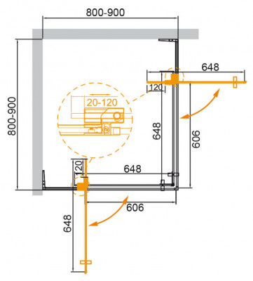 Душевой уголок CEZARES 80 x 80 x 195 см квадратная Nero (SLIDER-A-2-80/90-BR-NERO)