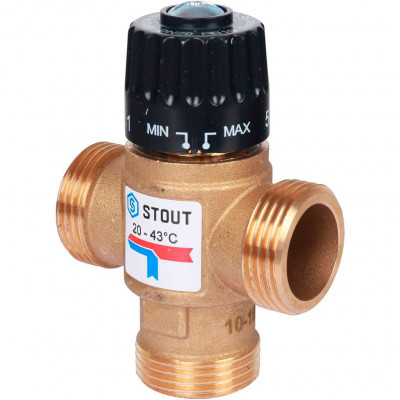 Термостатический смесительный клапан для систем отопления и ГВС. G 1” M, 20-43°С KV 2,5 м3/ч STOUT (SVM-0120-254325)