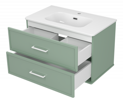 Тумба подвесная Brevita Verde 80 (Ver-09080-0102Я) зеленая с раковиной