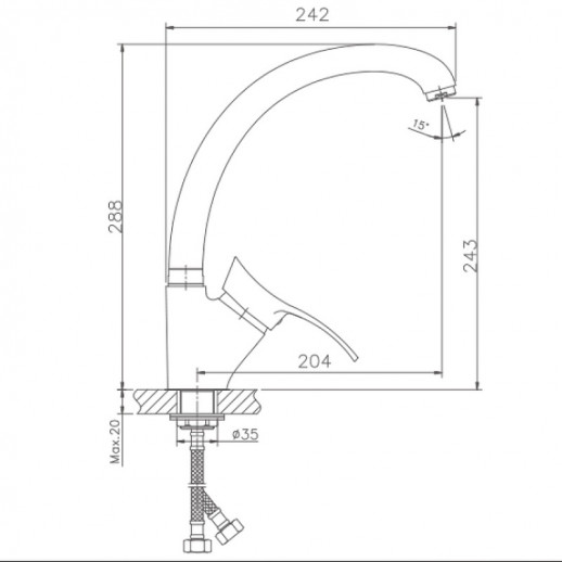 Смеситель для кухни Haiba HB4101-2 (латунь) хром
