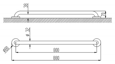 Прямой опорный поручень 800 мм (белый) NOFER 15054.80.F