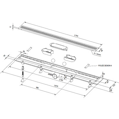 Душевой лоток PlastBrno Design 3 75 SZA3750 с решеткой хром
