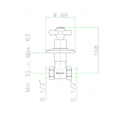 Fiore Margot 26ZZ0664 запорный вентиль, античная бронза