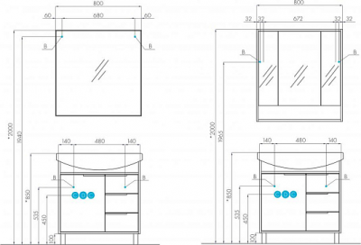 Тумба под раковину Aquaton Рико 80 белый, ясень фабрик (1A215401RIB90)