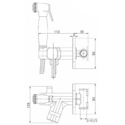 Смеситель Lemark Solo с гигиеническим душем, встраиваемый (LM7165BL) латунь черный