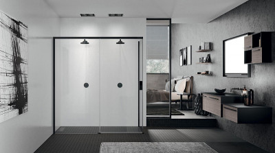 Душевая дверь Novellini Opera 120 L OPEPH119S-1H пр-ль черный матовый стекло прозрачное