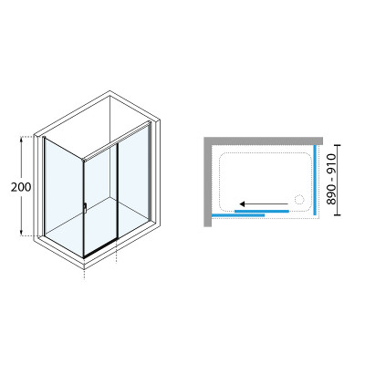 Душевая дверь Novellini Opera 120 L OPEPH119S-1H пр-ль черный матовый стекло прозрачное