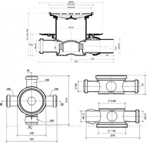 Трап для душа Pestan Confluo Standard White Glass 3 13000095  Нержавеющая сталь / Пластик / Стекло