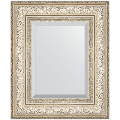 Зеркало настенное Evoform Exclusive 60х50 BY 3374 с фацетом в багетной раме Виньетка серебро 109 мм