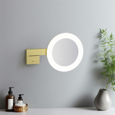 Косметическое настенное зеркало Timo Petruma 15276/17 с подсветкой золото матовое