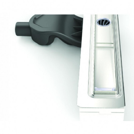 Желоб BERGES водосток напольный B1 Keramik 700 нержавеющая сталь, матовый черный, S-сифон D50 боковой