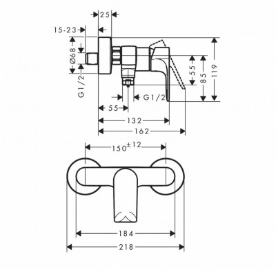 Смеситель для душа Hansgrohe Rebris E 72650670 (черный матовый)