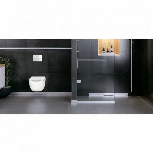 Желоб BERGES водосток WALL 1000 пристенный, хром глянец, S-сифон D50 H60 боковой