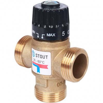 Термостатический смесительный клапан для ситем отопления и ГВС 1 НР 35-60C Kvs 2,5 STOUT (SVM-0120-256025)