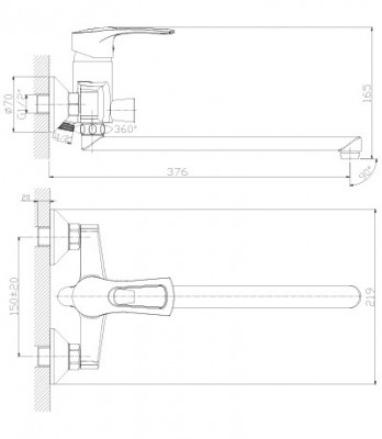 Смеситель Rossinka T40-32 для ванны