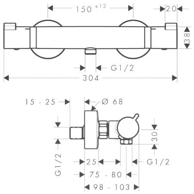 Hansgrohe Ecostat Comfort 13116000 смеситель для душа (термостат), хром