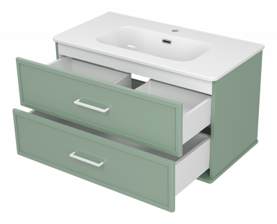Тумба под раковину Brevita Verde 90 подвесная (Ver-09090-0102Я) зеленая