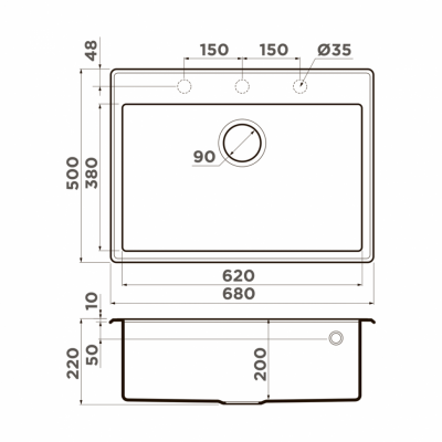 Мойка OMOIKIRI TEDORI-68-WH Tetogranit белый прямоугольная 680x500 (4993967)