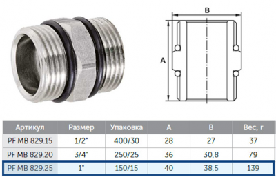 Бочонок ProFactor PF MB 829.25 1" с уплотнительными кольцами