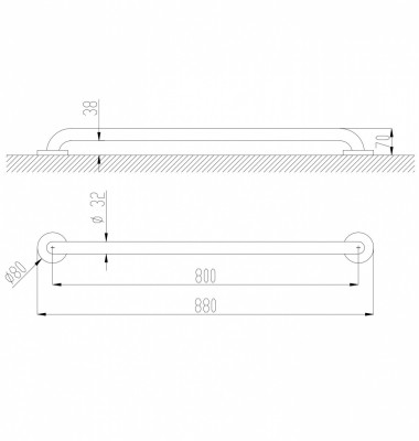 Прямой опорный поручень 800 мм (матовая нержавеющая сталь) NOFER 15054.80.S