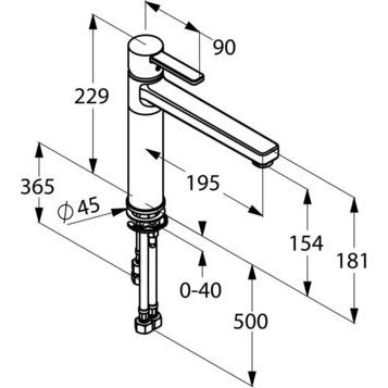 Смеситель для кухни (высокий) KLUDI ZENTA хром 389790575