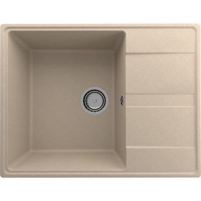 Кухонная мойка Ulgran Quartz Prima 650-01 прямоугольная 650х500х200 одна чаша с правым крылом жасмин