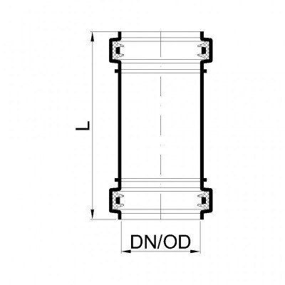 Двухраструбная муфта PKU DN90, длина 127 мм, с предустановленными двойными уплотнительными кольцами, синий POLOPLAST POLO-KAL NG (P2319)