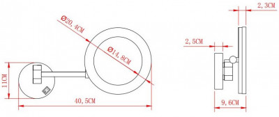 Косметическое зеркало Aquanet 1806DMB (с LED подсветкой) на стену