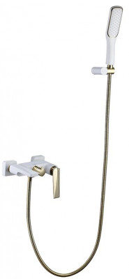 Смеситель для ванны Boheme Venturo 383-W белый с золотистой ручкой