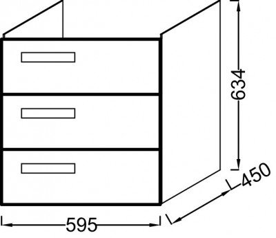 Мебель для раковины-столешницы 60х46 см, 3 выдвижных ящика, Jacob Delafon «RYTHMIK» (EB1307-E70), арлингтонский дуб