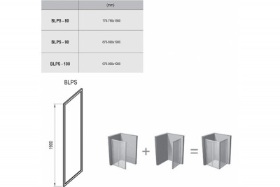 RAVAK Blix 9BH70C00Z1 жесткая душевая стенка BLPS-90 блестящий/транспарент/стекло