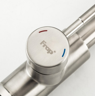 Смеситель Frap с выдвижной лейкой для кухни однорычажный поворотный сатин (F60899)