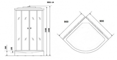Душевая кабина Niagara Classic NG-3501-14G 90x90х215 см средний поддон