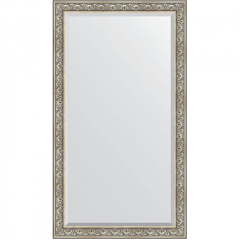 Зеркало настенное Evoform Exclusive Floor 205х115 BY 6174 с фацетом в багетной раме Барокко серебро 106 мм