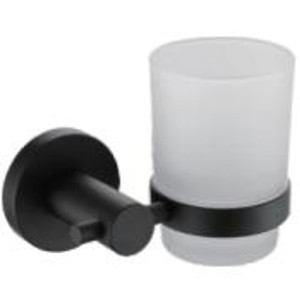 Стакан для ванной Frap нерж сталь/стекло, черный 9,8x12,3x10 см (F30206)