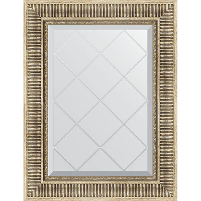 Зеркало настенное Evoform ExclusiveG 75х57 BY 4024 с гравировкой в багетной раме Серебряный акведук 93 мм