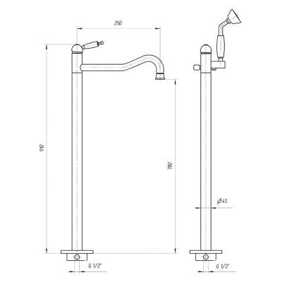 MIGLIORE Oxford 19558 смеситель для ванны напольный, золото