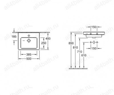 Villeroy&Boch SUBWAY 2.0 7315F001  раковина 50 см х 40 см