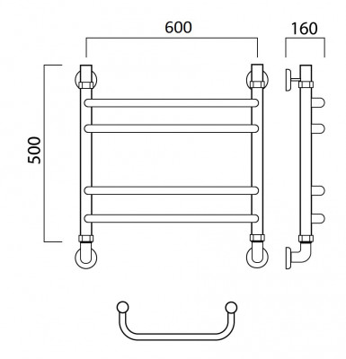 Водяной полотенцесушитель Акванерж Скоба групповая 500x600 (01-06-5060)
