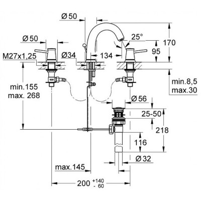 Смеситель для раковины Grohe BauClassic 20470000 хром