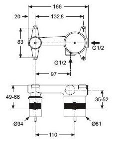 IDEAL STANDARD Strada A5948NU смеситель для раковины (скрытая часть), хром