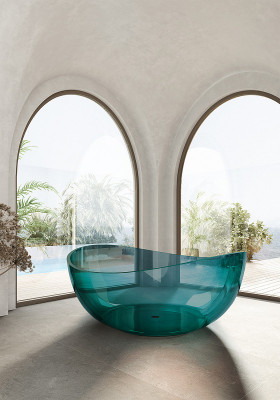 Ванна из полиэфирной смолы Abber Kristall 150х150 AT9705Aquamarin бирюзовая без г-ажа круглая 380 л