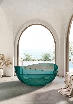 Ванна из полиэфирной смолы Abber Kristall 150х150 AT9705Aquamarin бирюзовая без г-ажа круглая 380 л